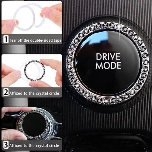 NOGIS 10PCS Leather Steering Wheel Cover for Women,Cute Car Accessories Set with Seat Belt Shoulder Pads, Cup Holders Bling Start Button Ring Sticker Air Vent Clip,Car Accessories (Black)